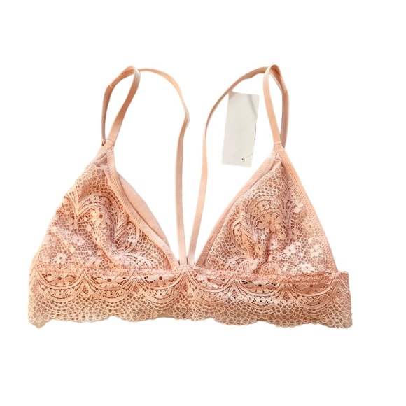 Victorias Secret Pink Lace Bustier Bra Sexy Bralette Top Large L Wireless Bra - Picture 1 of 4